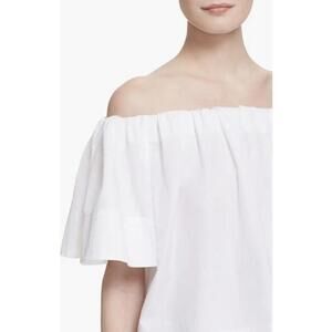 VINCE NWOT Women’s Cotton Shoulder Play Top in White-Size Large